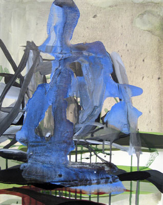 Pat Berran, Slipped Matters (2007), Acrylic, spray paint, ink, oil on canvas, 20” X 16”, $1,600