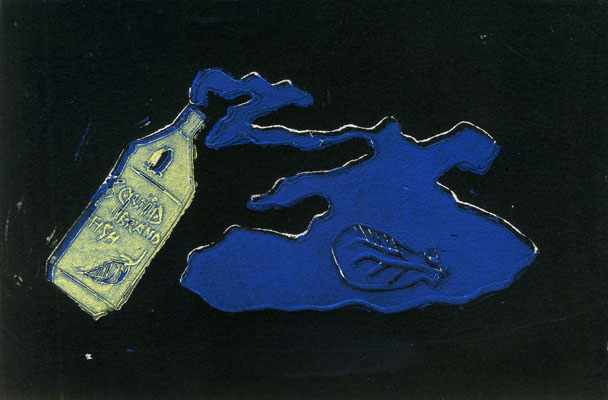 Catherine Vo, Dream I – Blue/Yellow (2006), Linocut reduction (artist’s proof), 5” x 7”, $100