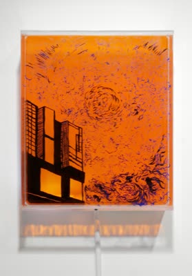Helen Brough, painted and fired glass with lights.