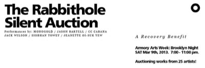 The Rabbithole Silent Auction, banner, 9 March 2013.