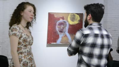 Visitors at a painting, The Art of Adea, 27 February 2016.