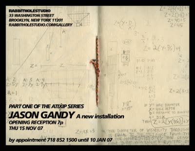 Invitation card (back), with pages from Jason Gandy’s sketchbook, November 2007.