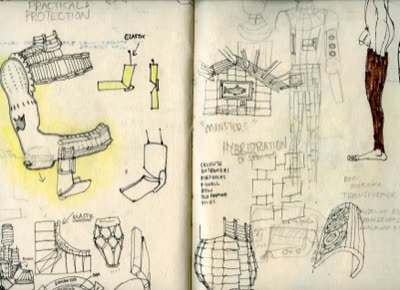 Jason Gandy, sketchbook pages: studies for Atixipman and the ship, 2007.