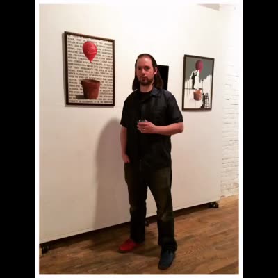Joseph Barral with his work, 28 May 2016.