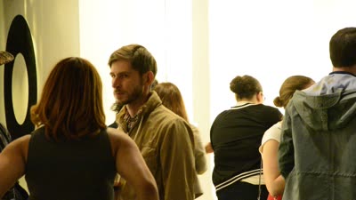 Visitors at the opening, 15 April 2016.