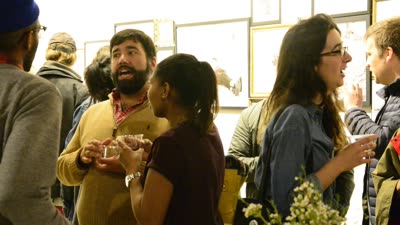 Visitors at the opening, 15 April 2016.