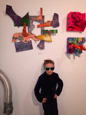 Young artists with their work, March 2014.