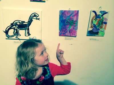 Young artists with their work, March 2014.