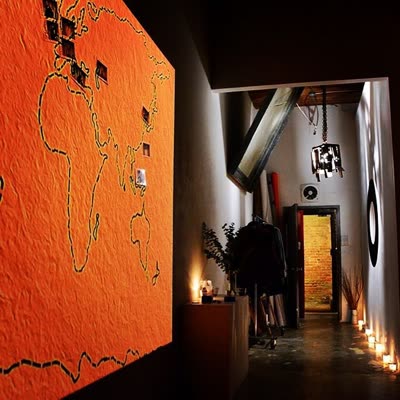 The map wall and the corridor on the night, 21 November 2015.