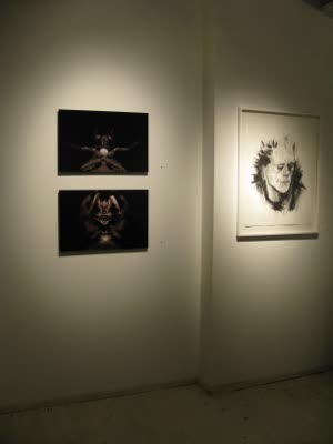 Installation view, with photographs by Lindsay Comstock and a drawing by Michael Dickey, 25 September 2009.