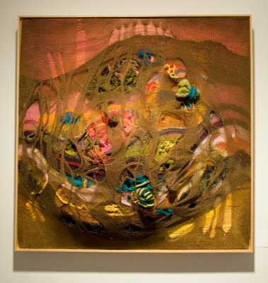 Lindsay Chandler, Central Landfill, Providence, RI, 2009, knit on panel, 24 x 24 in.