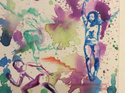 Watercolour of dancers, 27 July 2016.