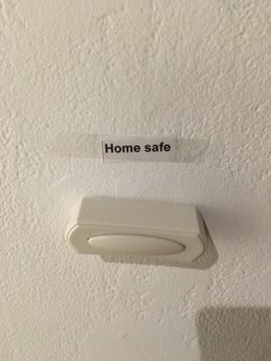 Doorbell labelled Home safe, 8 April 2016.