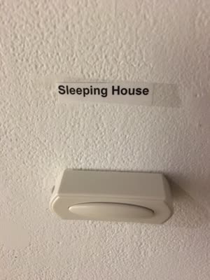 Doorbell labelled Sleeping House, 8 April 2016.