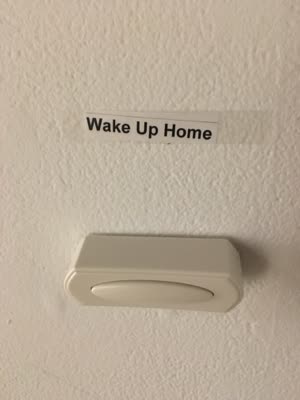 Doorbell labelled Wake Up Home, 8 April 2016.