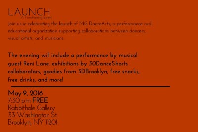 Invitation to the launch of MG Dance Arts.