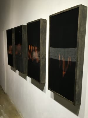 Victoria Manganiello, woven paintings, installation view, 26 March 2016.