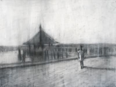 Sara Pedigo, Mom at the Pavilion, charcoal and gesso on paper.