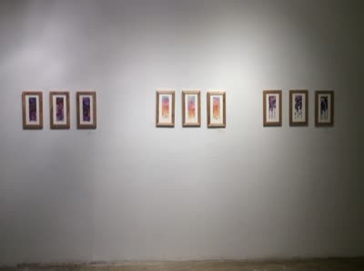 Installation view, watercolours by Jaadin Adele, 14 April 2016.