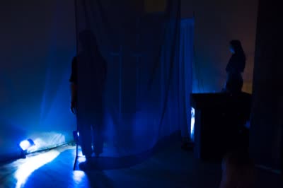 NEGATIVES: blue light and a curtain, 21 December 2015.