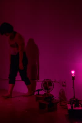 NEGATIVES: a performer in magenta light, 21 December 2015.