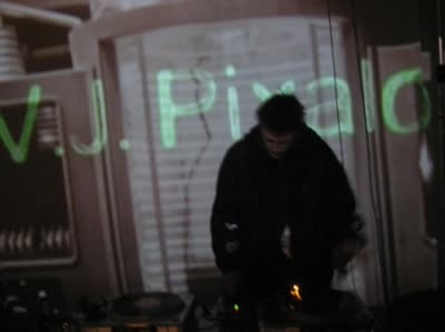 Stephen Dirkes performing as VJ Pixalot.