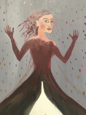 Painting of a woman with raised arms, Plantopia, 16 April 2016.