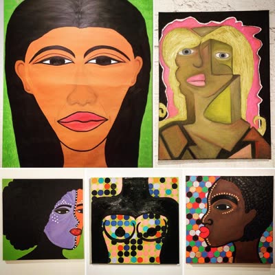 Oil paintings by Marie-Lois Rodriguez and Stefano Guida, 23 April 2016.