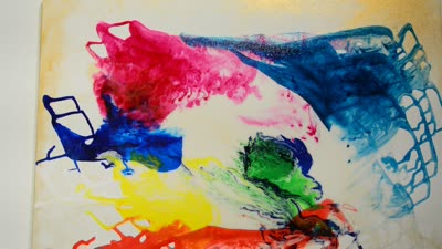 Painting with poured color by Robert Nathan Davis, 28 October 2015.