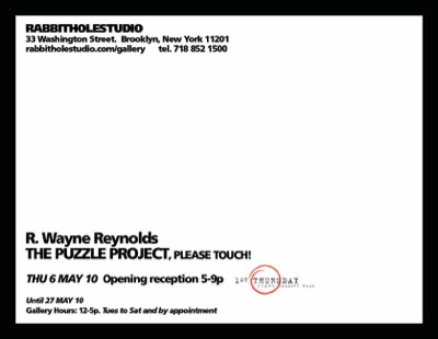 Exhibition card, back: opening reception Thursday 6 May 2010.