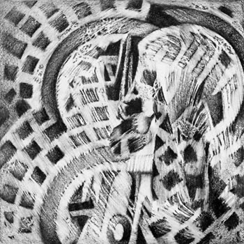 R. Wayne Reynolds, #13, 2009, lithography crayon on Tyvek.