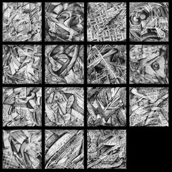R. Wayne Reynolds, Puzzle #2, 2009, lithography crayon on Tyvek.