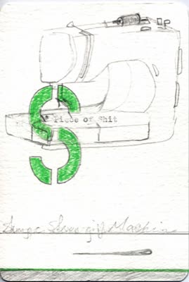 Drawing of a sewing machine.