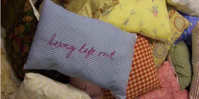 Embroidered pillows.