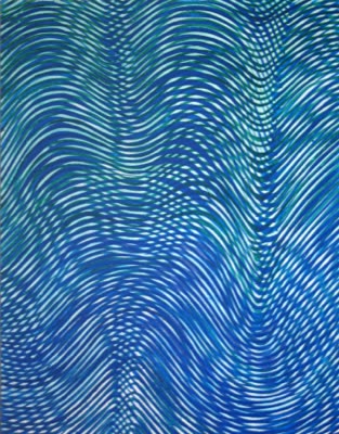 Julie Oppermann, Blue Moiré #1, 2010, acrylic and flashe on board, 18 × 24 in.