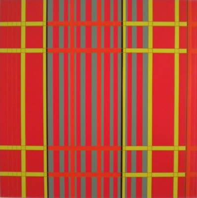 Camilo Sanin, Twenty Seven Golden Lines, 2009, acrylic on canvas, 24 × 24 in.