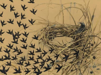 Gigi Chen, Gather Around, 2016, colored pencil on color paper, 18 x 24 in.
