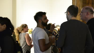 Visitors at the opening, 7 April 2016.