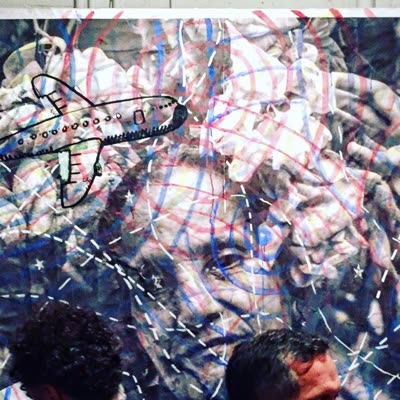 Live painting on a large photographic portrait, 4 October 2015.