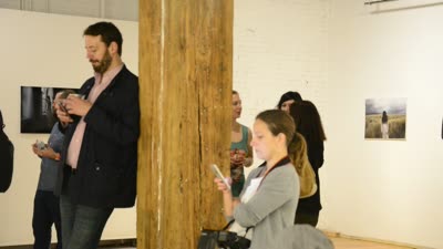 Visitors at the opening, 1 April 2016.