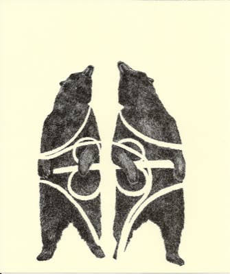 Wesley Berg, Bears with Interstate 70 at Interstate 75, charcoal on paper.
