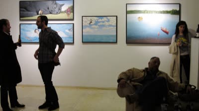 Opening reception, with paintings by Ian Clyde, 4 February 2010.