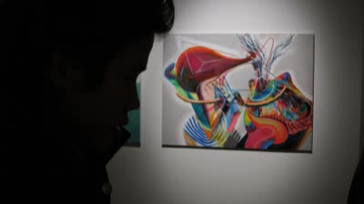 Opening reception, with a painting by Jiyoun Lee-Lodge, 4 February 2010.