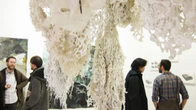 Opening reception, with Emily Nachison's installation, 4 February 2010.