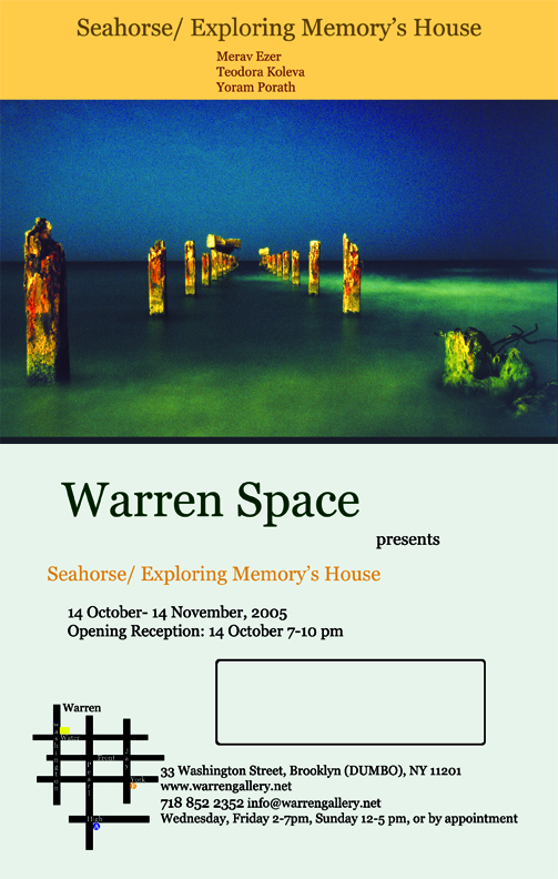 Invitation: Warren Space presents Seahorse / Exploring Memory's House, with Merav Ezer, Teodora Koleva and Yoram Porath