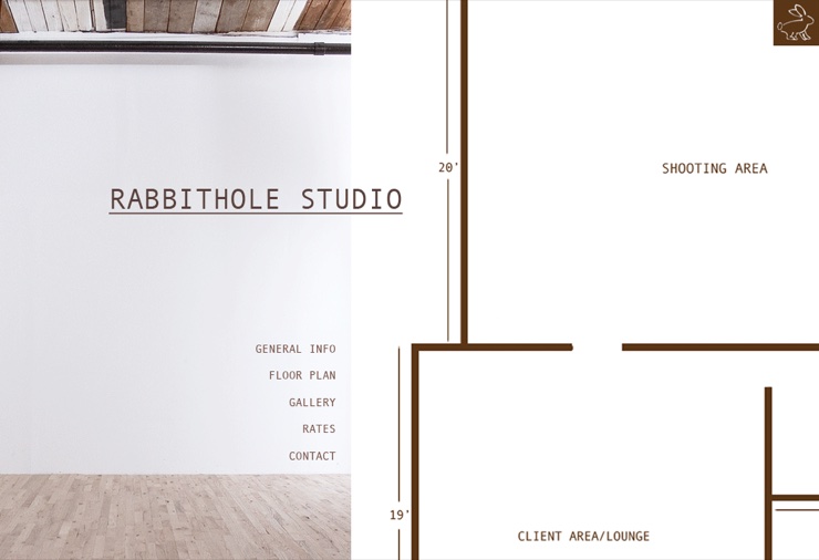 The Rabbithole Studio homepage in 2006, showing the studio and its floor plan